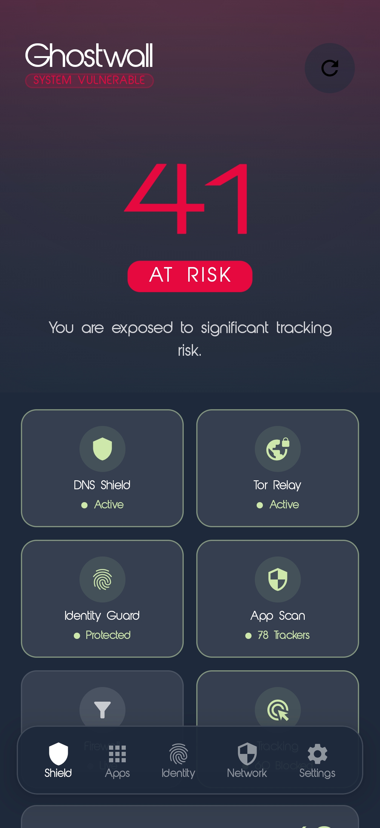 Ghostwall app screen 1